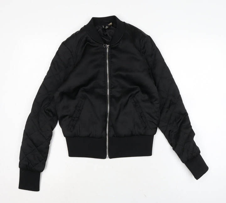 Divided Womens Black Bomber Jacket Jacket Size 6 Zip