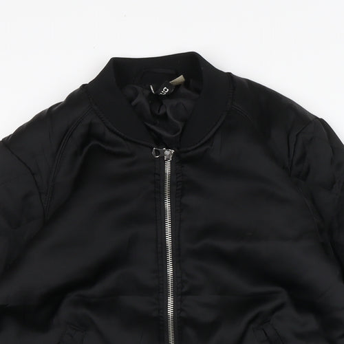 Divided Womens Black Bomber Jacket Jacket Size 6 Zip