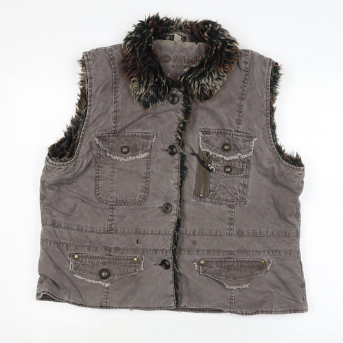 Roman Womens Brown Gilet Waistcoat Size L Zip