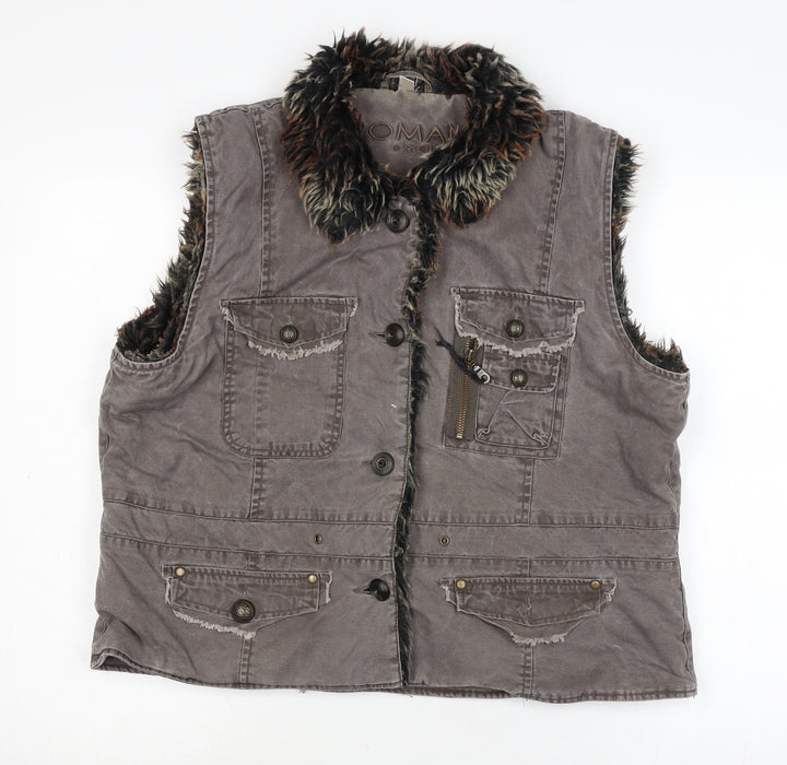 Roman Womens Brown Gilet Waistcoat Size L Zip