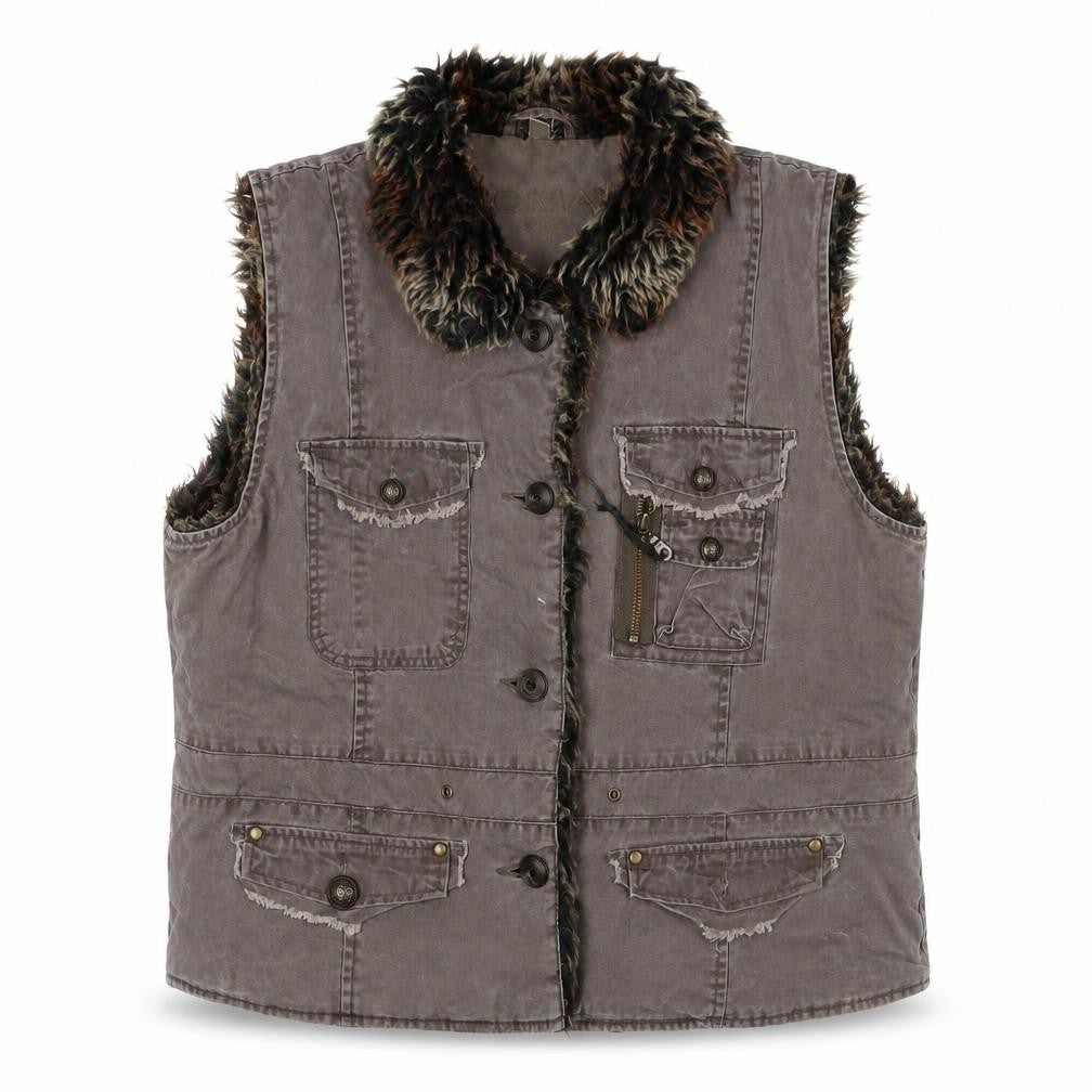 Roman Womens Brown Gilet Waistcoat Size L Zip