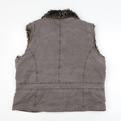 Roman Womens Brown Gilet Waistcoat Size L Zip