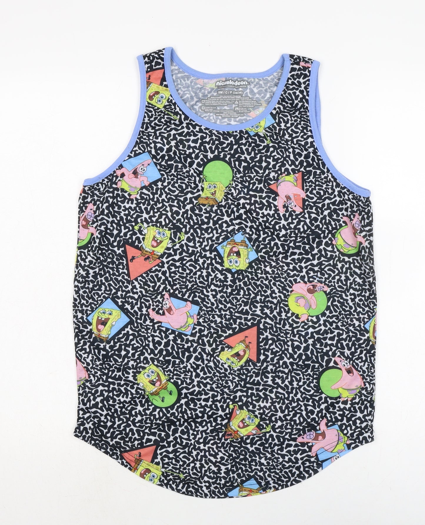 Nickleodeon Womens Multicoloured Animal Print Polyester Basic Tank Size S Boat Neck