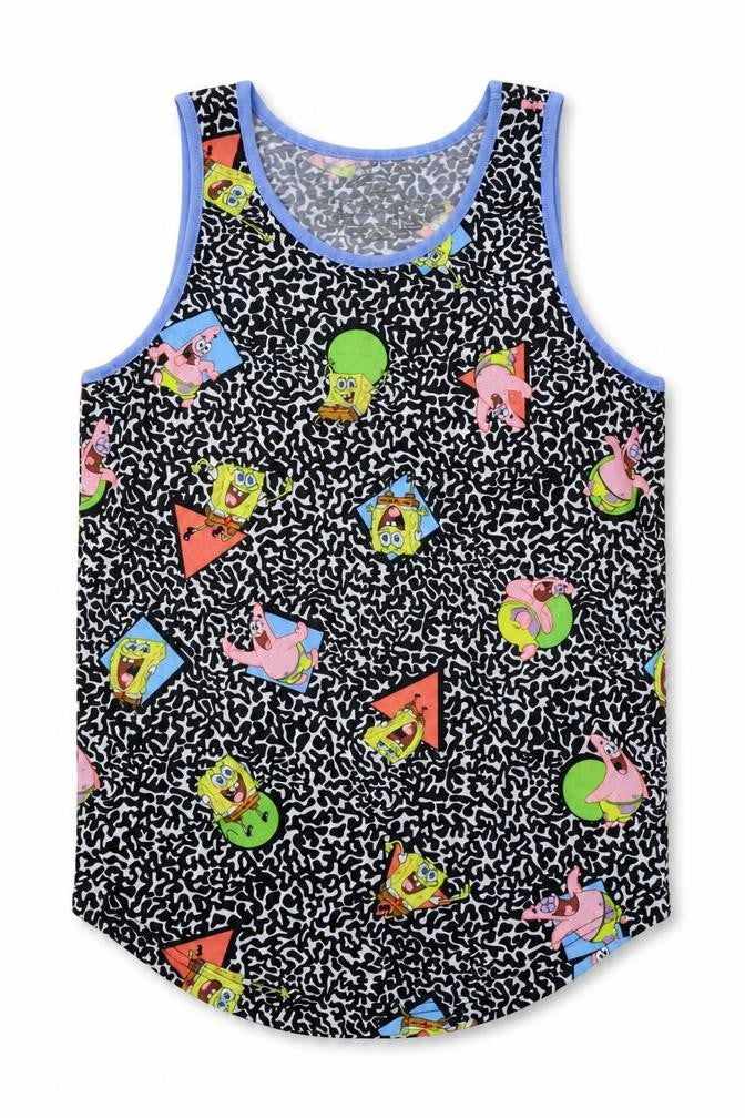 Front view of Nickleodeon women’s multicoloured animal print polyester basic tank, size S, boat neck