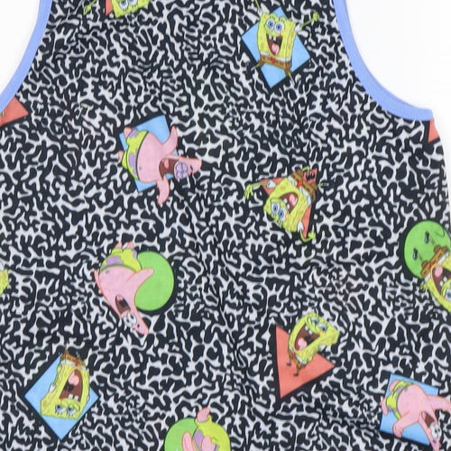 Nickleodeon Womens Multicoloured Animal Print Polyester Basic Tank Size S Boat Neck