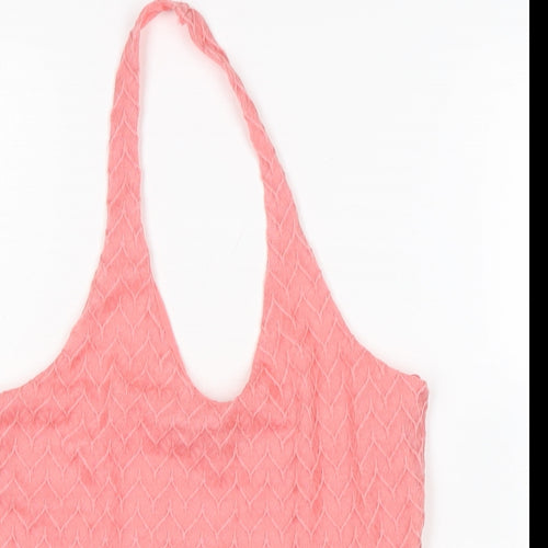 Select Womens Pink Polyester Cropped T-Shirt Size 10 Halter