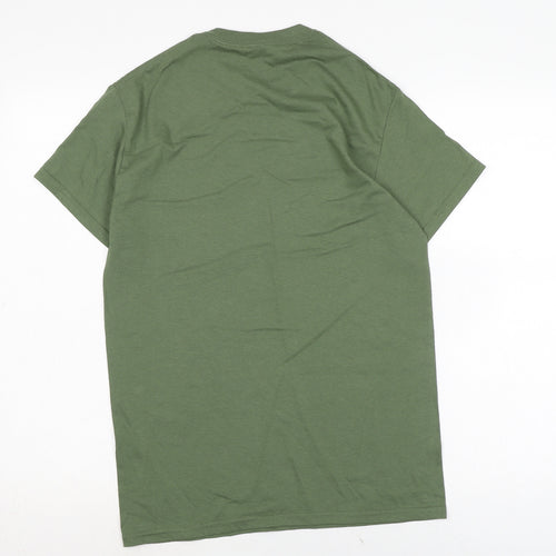 Gildan Womens Green Cotton Basic Polo Size S Crew Neck