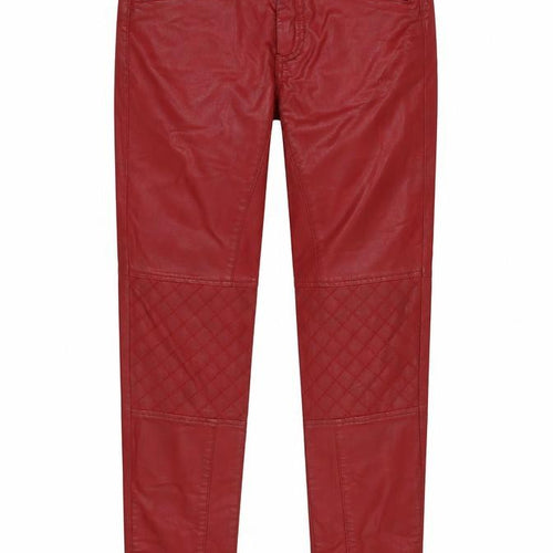 Topshop Womens Red Cotton Trousers Size 10 L27.5 in Regular Zip