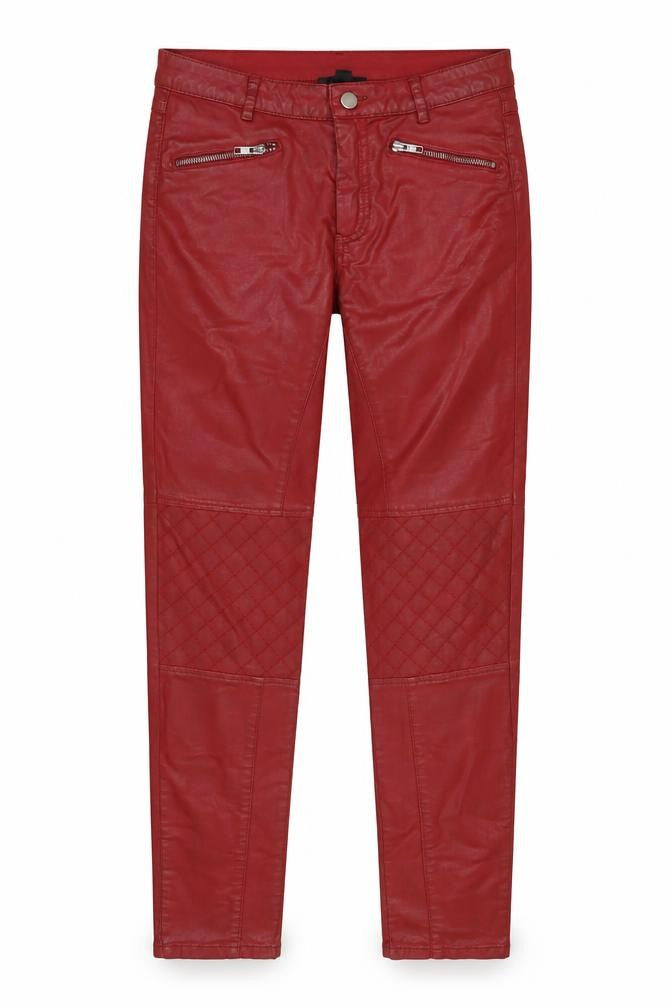 Topshop Womens Red Cotton Trousers Size 10 L27.5 in Regular Zip
