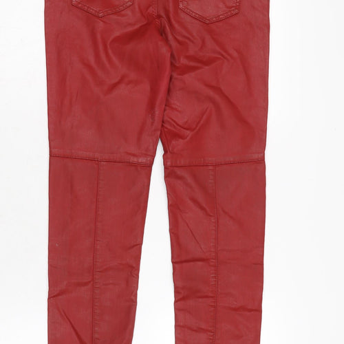 Topshop Womens Red Cotton Trousers Size 10 L27.5 in Regular Zip