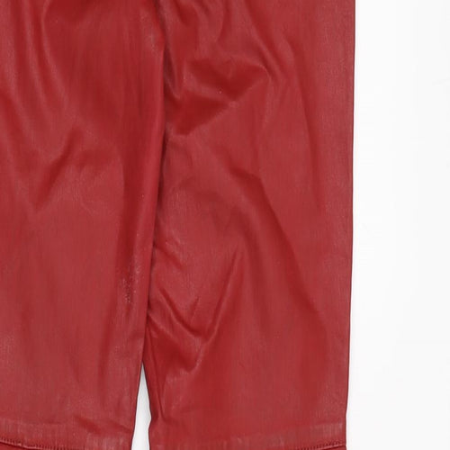 Topshop Womens Red Cotton Trousers Size 10 L27.5 in Regular Zip