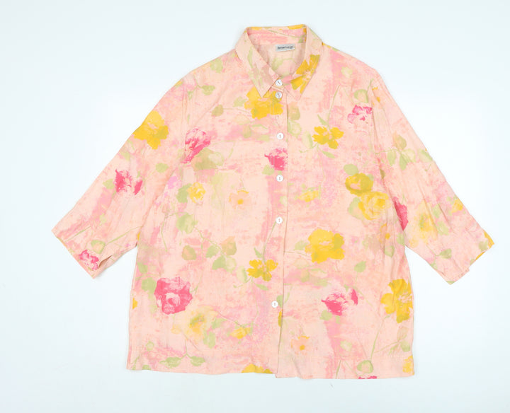 Bianca Womens Multicoloured Floral Viscose Basic Blouse Size 12 Collared
