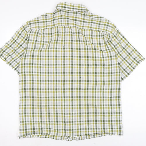 Marks and Spencer Mens Green Check Cotton Button-Up Size M Collared Button