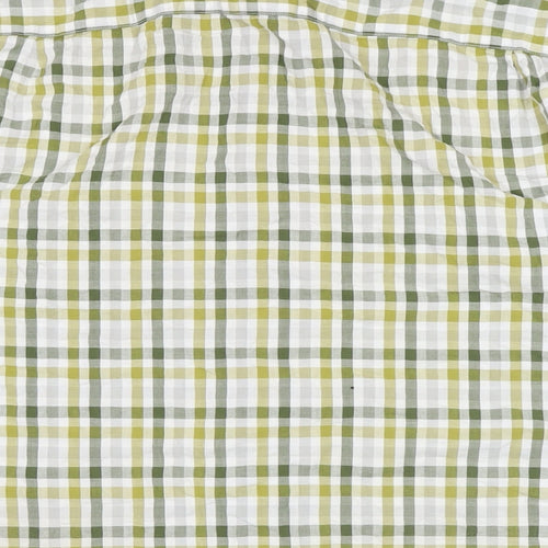 Marks and Spencer Mens Green Check Cotton Button-Up Size M Collared Button