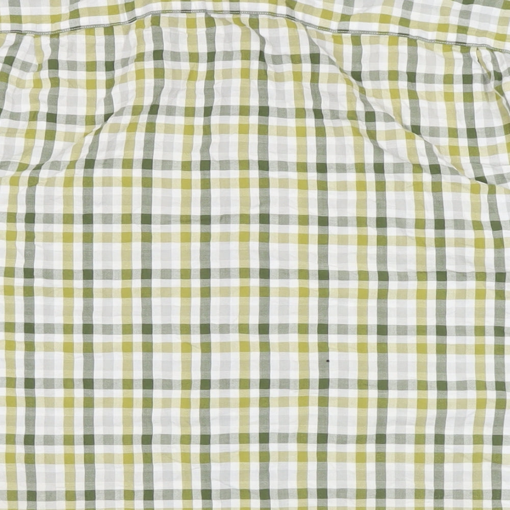 Marks and Spencer Mens Green Check Cotton Button-Up Size M Collared Button