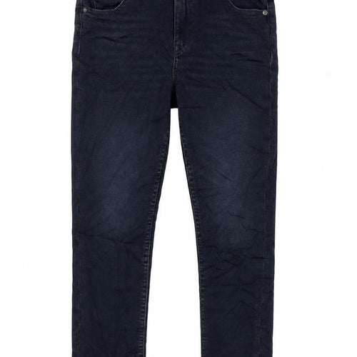 Marks and Spencer Girls Blue Cotton Tapered Jeans Size 11-12 Years L24 in Regular Zip