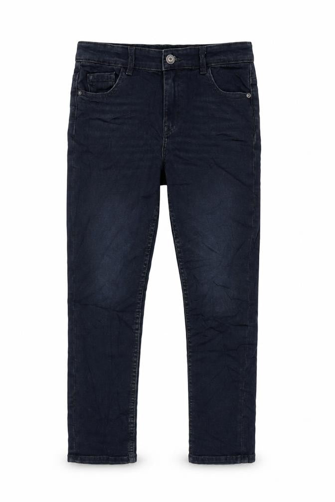 Marks and Spencer Girls Blue Cotton Tapered Jeans Size 11-12 Years L24 in Regular Zip