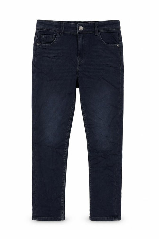 Marks and Spencer Girls Blue Cotton Tapered Jeans Size 11-12 Years L24 in Regular Zip
