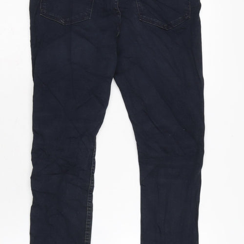Marks and Spencer Girls Blue Cotton Tapered Jeans Size 11-12 Years L24 in Regular Zip