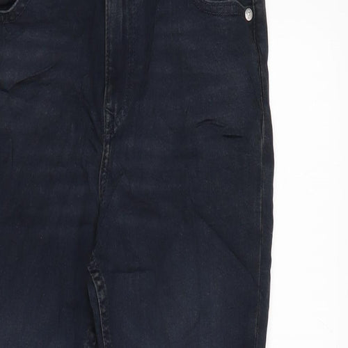 Marks and Spencer Girls Blue Cotton Tapered Jeans Size 11-12 Years L24 in Regular Zip