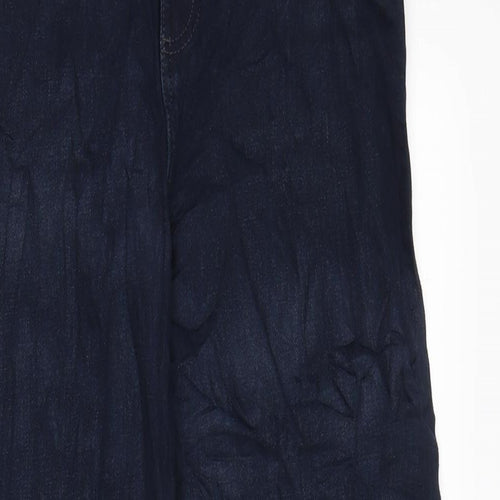 Marks and Spencer Womens Blue Cotton Blend Tapered Jeans Size 6 L29 in Slim Zip