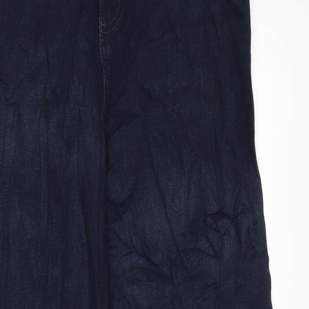 Marks and Spencer Womens Blue Cotton Blend Tapered Jeans Size 6 L29 in Slim Zip