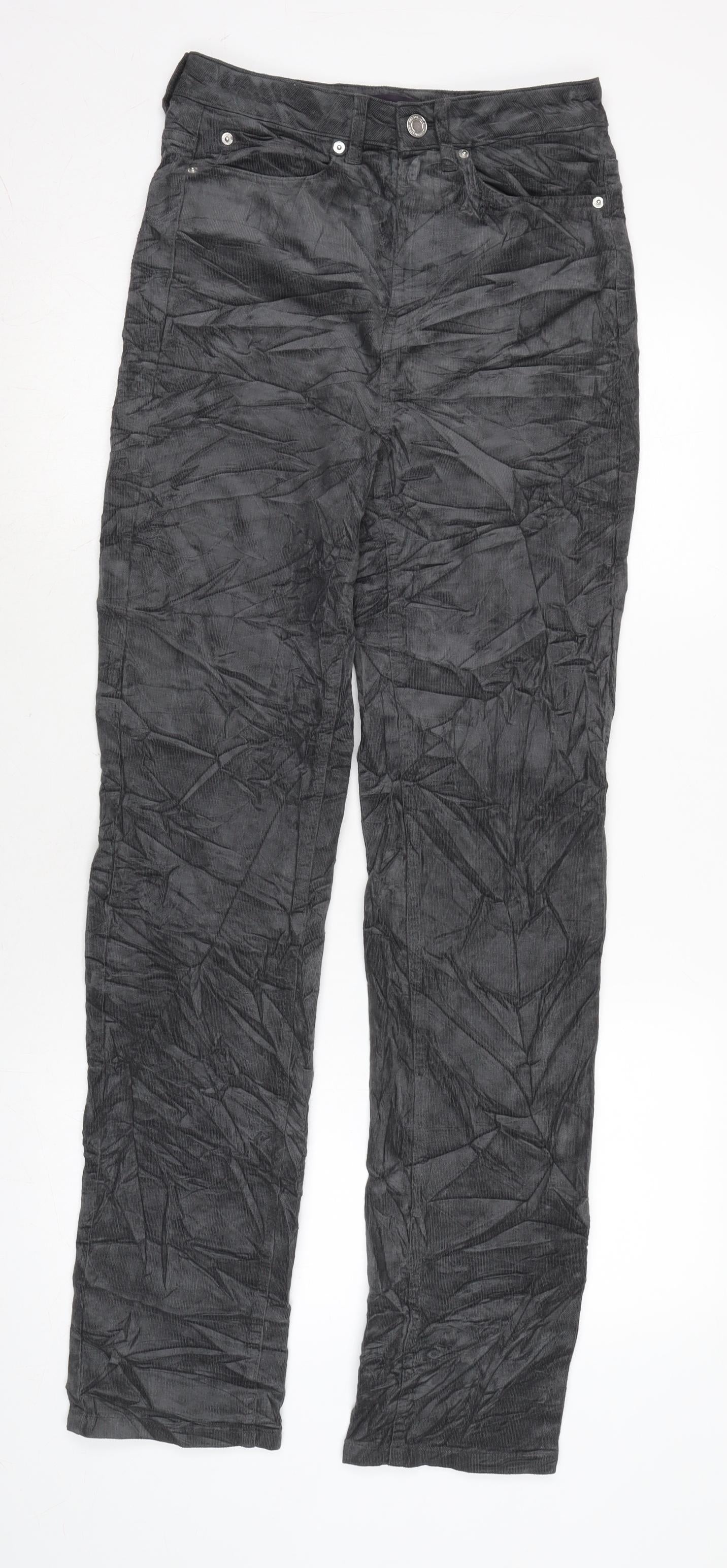 Marks and Spencer Womens Grey Cotton Sweatpants Trousers Size 8 L32 in Regular Zip