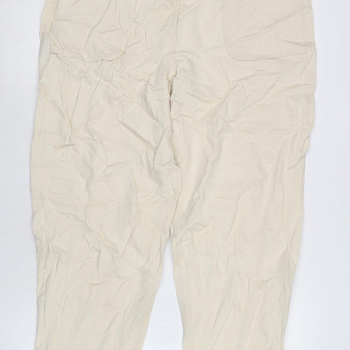 Marks and Spencer Womens Ivory Cotton Straight Jeans Size 14 L26.5 in Regular Zip