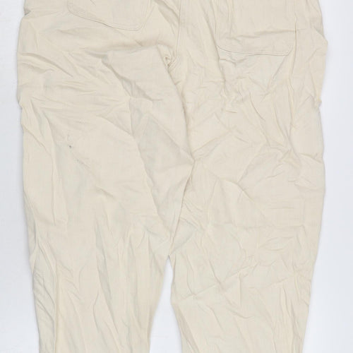 Marks and Spencer Womens Ivory Cotton Straight Jeans Size 14 L26.5 in Regular Zip