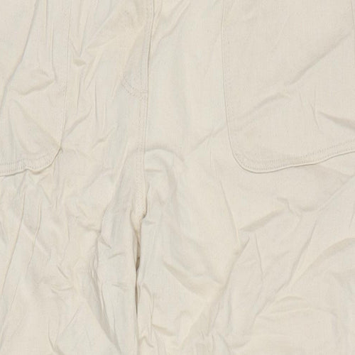 Marks and Spencer Womens Ivory Cotton Straight Jeans Size 14 L26.5 in Regular Zip