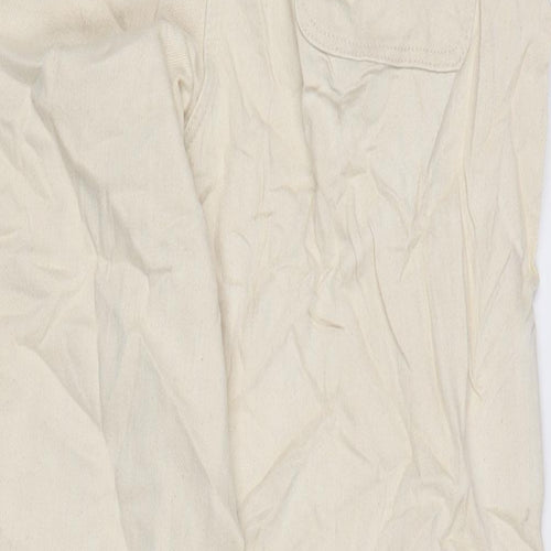 Marks and Spencer Womens Ivory Cotton Straight Jeans Size 14 L26.5 in Regular Zip