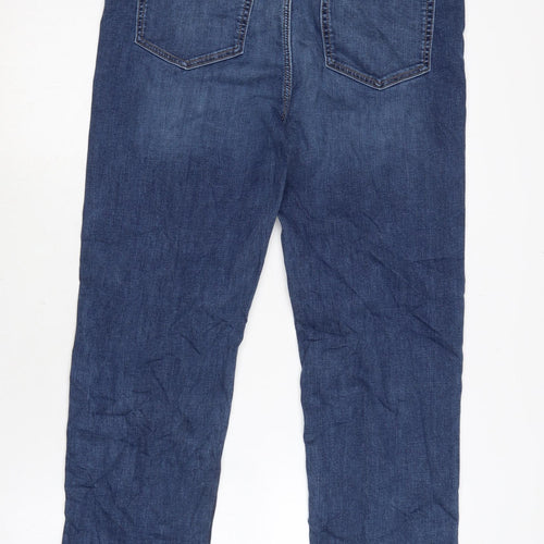 Marks and Spencer Womens Blue Cotton Blend Straight Jeans Size 16 L28 in Regular Zip