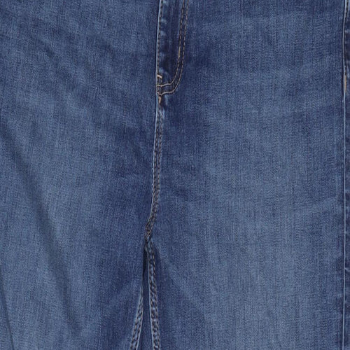 Marks and Spencer Womens Blue Cotton Blend Straight Jeans Size 16 L28 in Regular Zip
