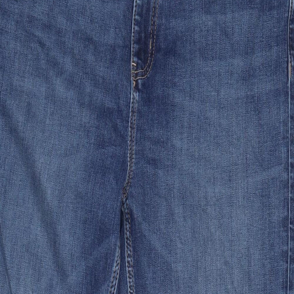 Marks and Spencer Womens Blue Cotton Blend Straight Jeans Size 16 L28 in Regular Zip