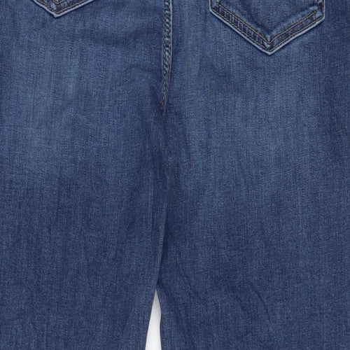 Marks and Spencer Womens Blue Cotton Blend Straight Jeans Size 16 L28 in Regular Zip