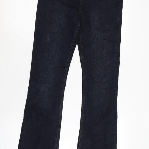 Marks and Spencer Womens Blue Cotton Blend Bootcut Jeans Size 8 L31.5 in Regular Zip