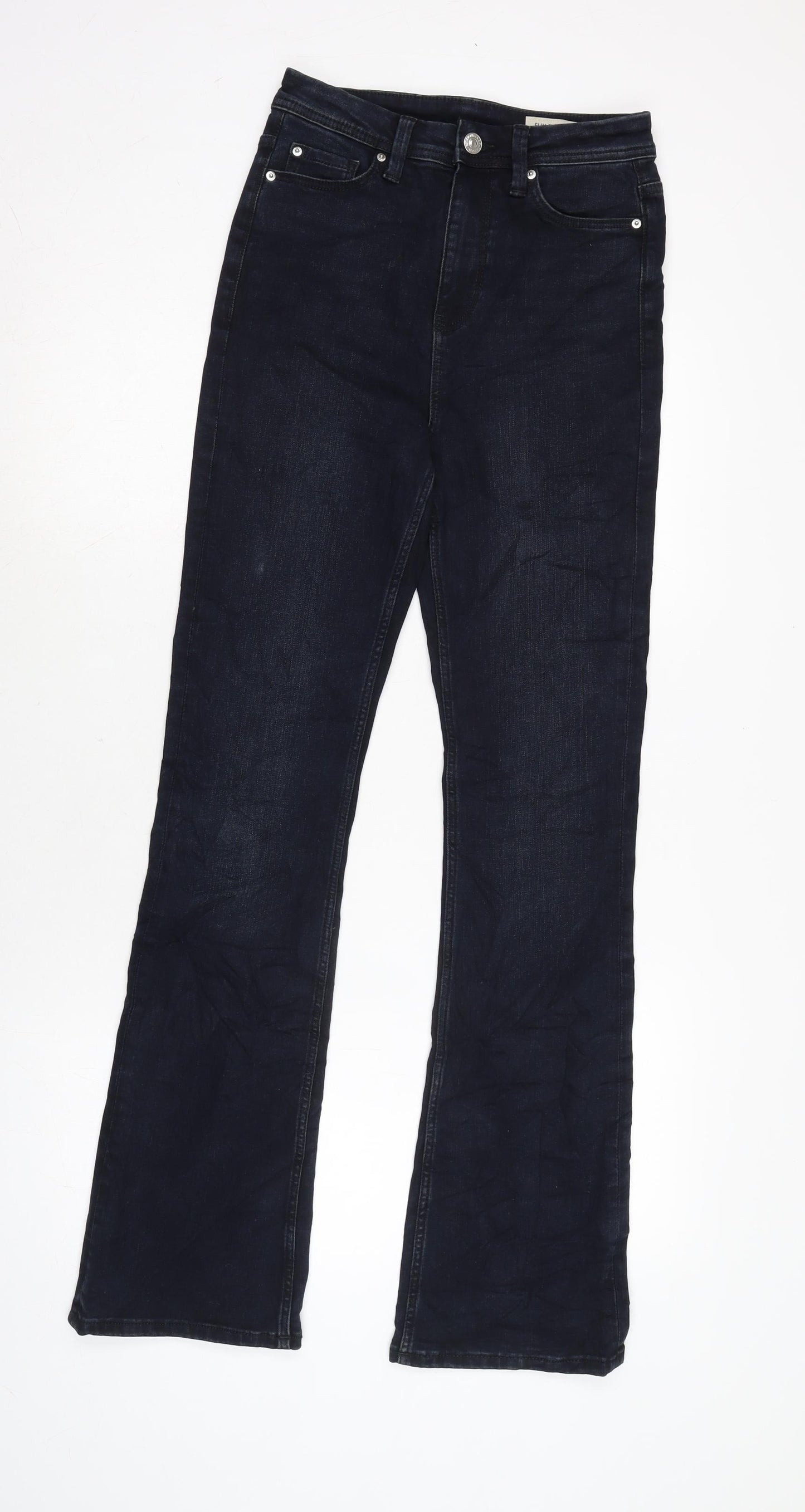 Marks and Spencer Womens Blue Cotton Blend Bootcut Jeans Size 8 L31.5 in Regular Zip