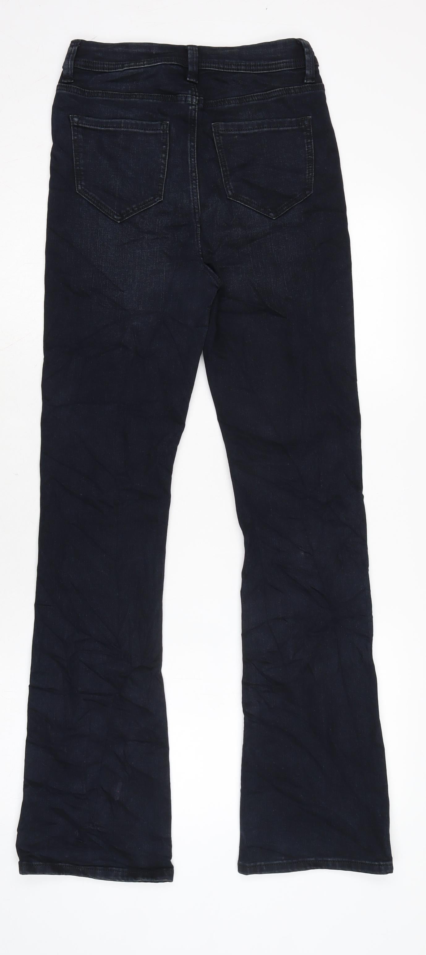 Marks and Spencer Womens Blue Cotton Blend Bootcut Jeans Size 8 L31.5 in Regular Zip