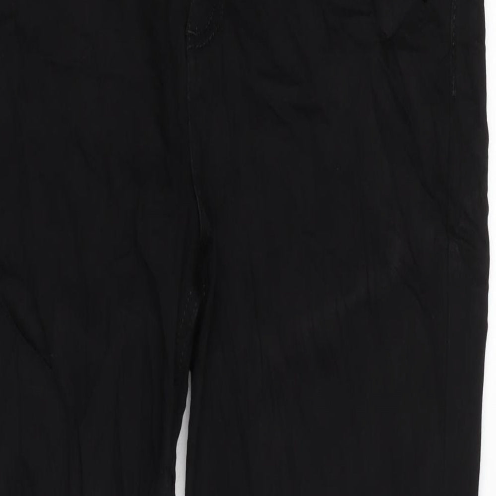 Marks and Spencer Womens Black Cotton Blend Straight Jeans Size 16 L28 in Regular Zip - GEMSTONE DETAIL FRONT AND BACK.