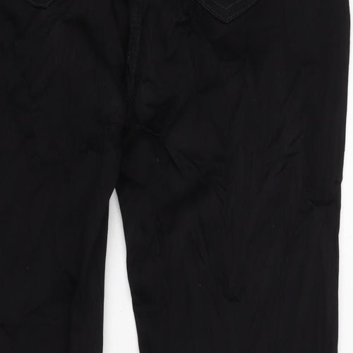 Marks and Spencer Womens Black Cotton Blend Straight Jeans Size 16 L28 in Regular Zip - GEMSTONE DETAIL FRONT AND BACK.
