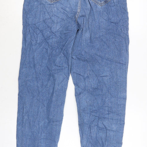 Marks and Spencer Womens Blue Cotton Blend Tapered Jeans Size 10 L28.5 in Regular Zip