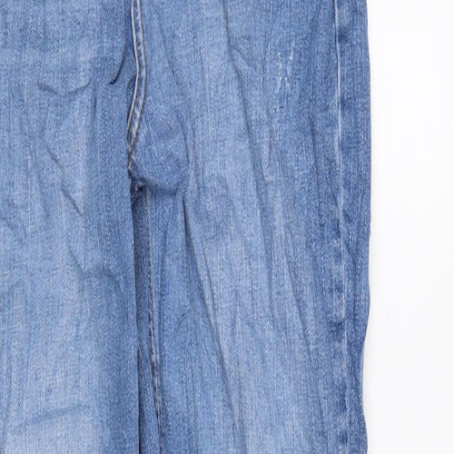 Marks and Spencer Womens Blue Cotton Blend Tapered Jeans Size 10 L28.5 in Regular Zip
