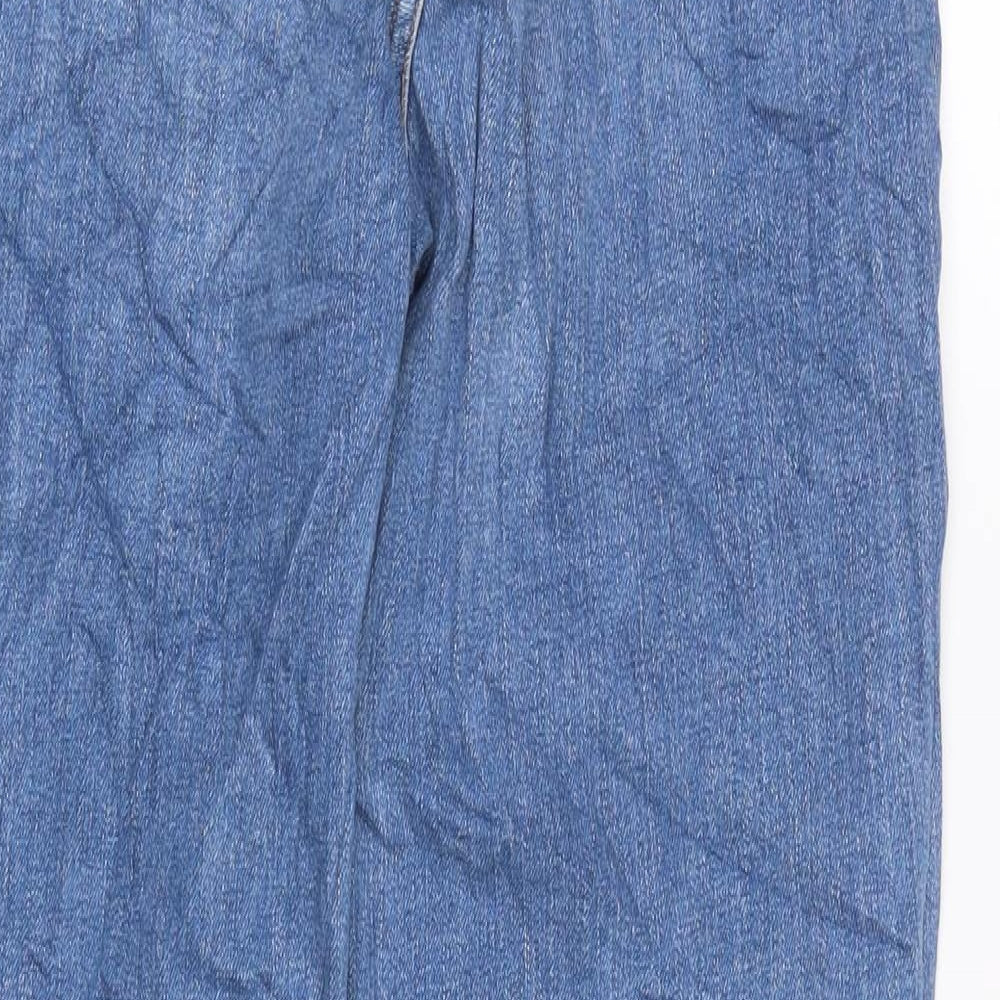 Marks and Spencer Womens Blue Cotton Blend Tapered Jeans Size 10 L28.5 in Regular Zip
