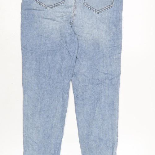 Marks and Spencer Womens Blue Cotton Blend Skinny Jeans Size 8 L27.5 in Regular Zip - Raw Hem
