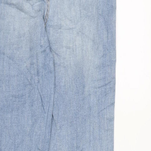 Marks and Spencer Womens Blue Cotton Blend Skinny Jeans Size 8 L27.5 in Regular Zip - Raw Hem