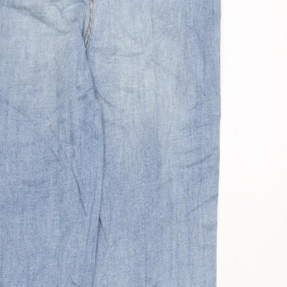 Marks and Spencer Womens Blue Cotton Blend Skinny Jeans Size 8 L27.5 in Regular Zip - Raw Hem