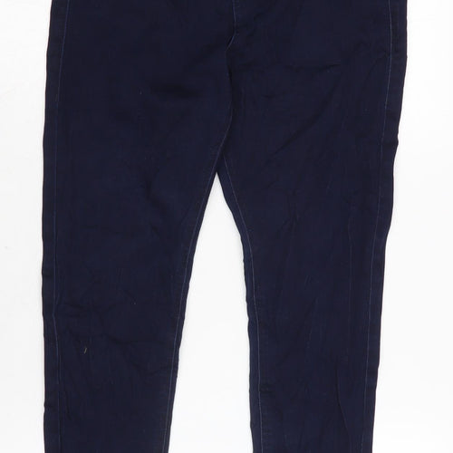 Marks and Spencer Womens Blue Cotton Skinny Jeans Size 12 L24 in Regular Zip