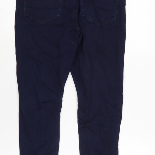 Marks and Spencer Womens Blue Cotton Skinny Jeans Size 12 L24 in Regular Zip