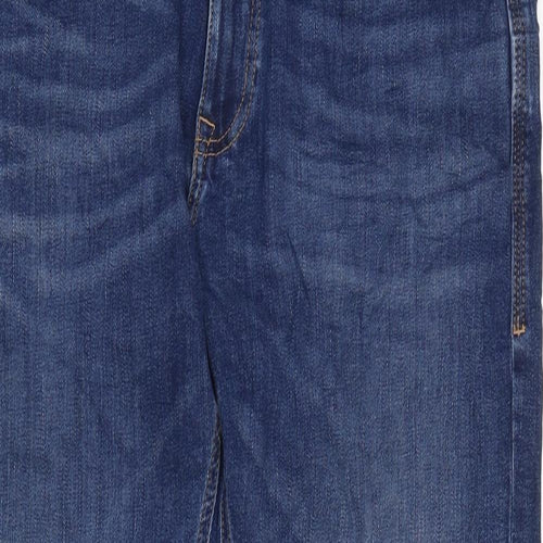 Marks and Spencer Mens Blue Cotton Blend Straight Jeans Size 33 in L33 in Regular Zip