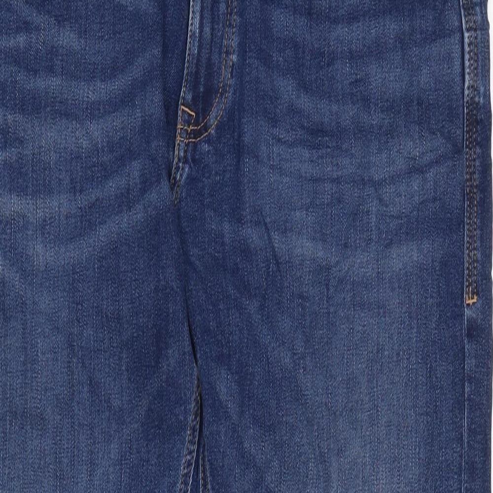 Marks and Spencer Mens Blue Cotton Blend Straight Jeans Size 33 in L33 in Regular Zip